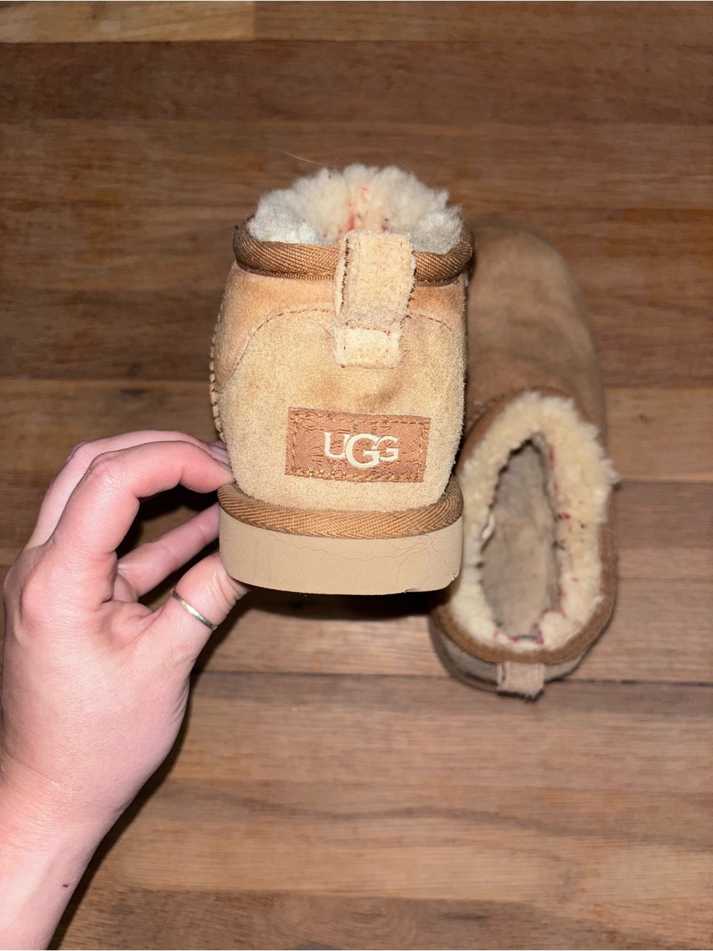 UGG Chestnut Suede Shearling-Lined Slip-On Slippers